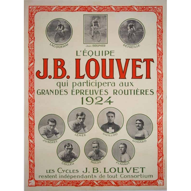 Anonyme L equipe J.B. Louvet - Epreuves routieres de 1924