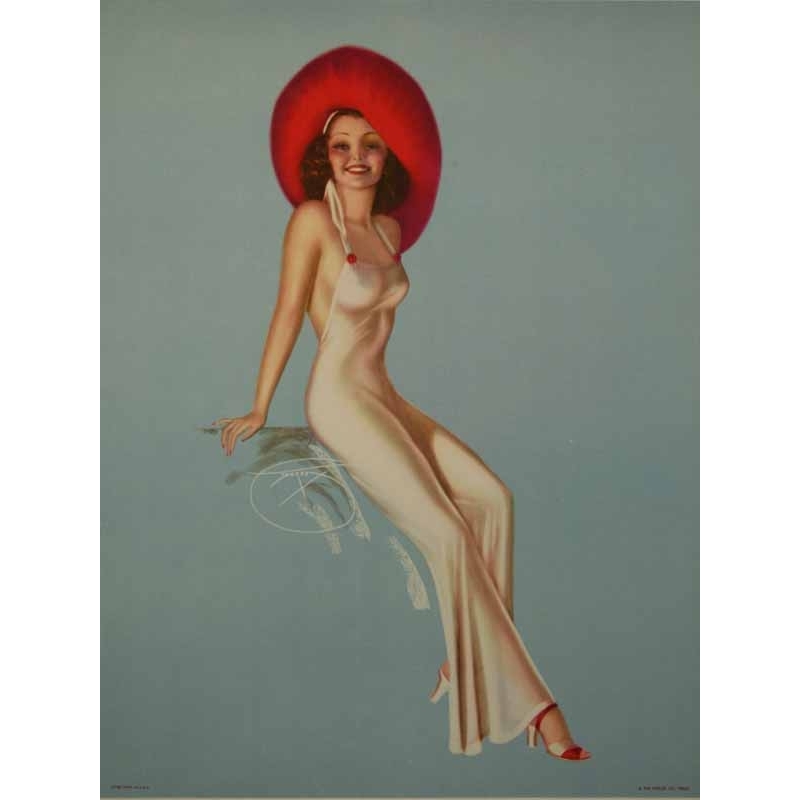 EVORES Pin-up au chapeau rouge