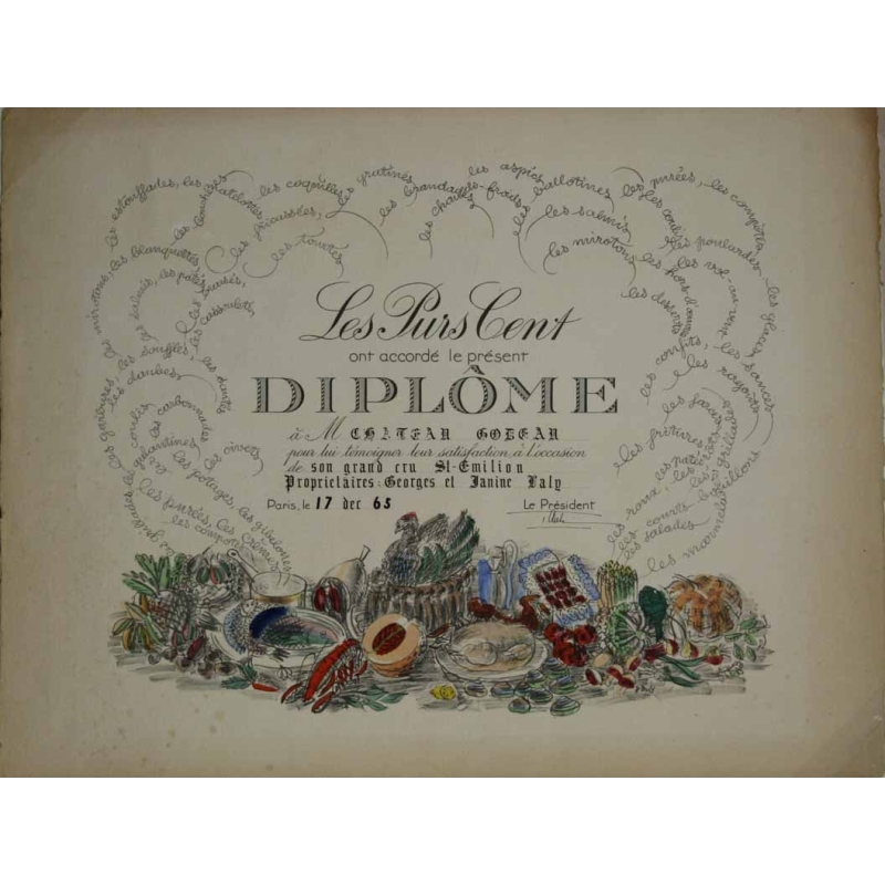 DUFY R. Diplôme Les Purs Cent