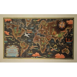 BOUCHER  Lucien Air France Planisphere