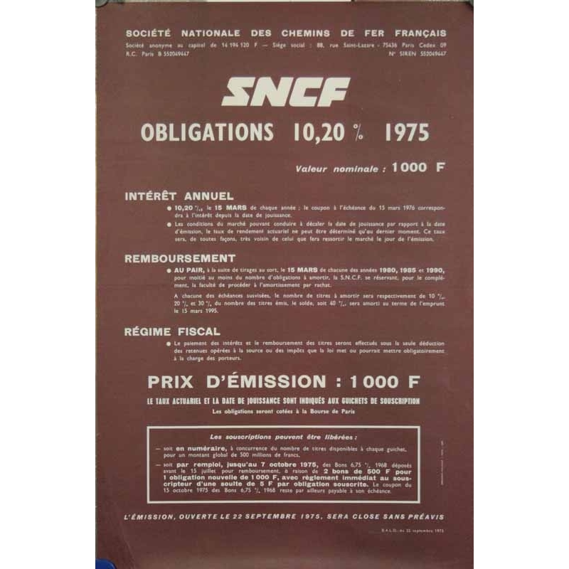 TEXTE Sncf - Obligations  1975 - 10