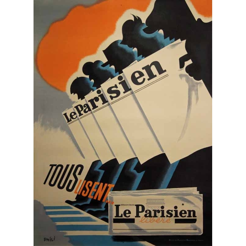 PHILI Tous lisent…Le Parisien libere